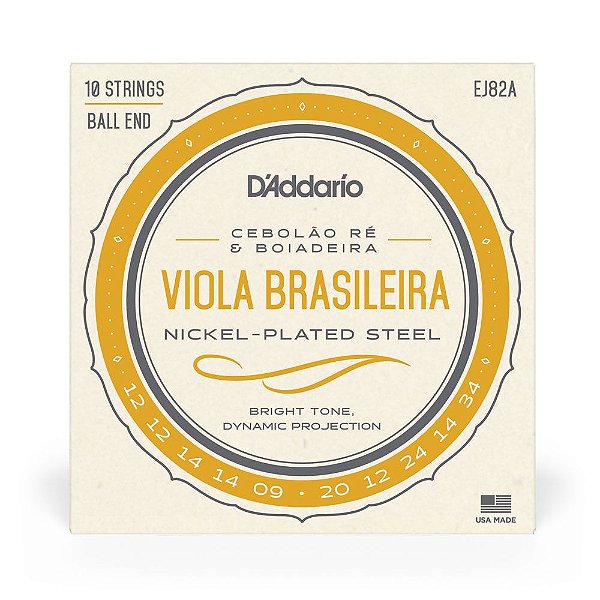 Encordoamento Viola Brasileira D Addario Nickel-Plated EJ82A