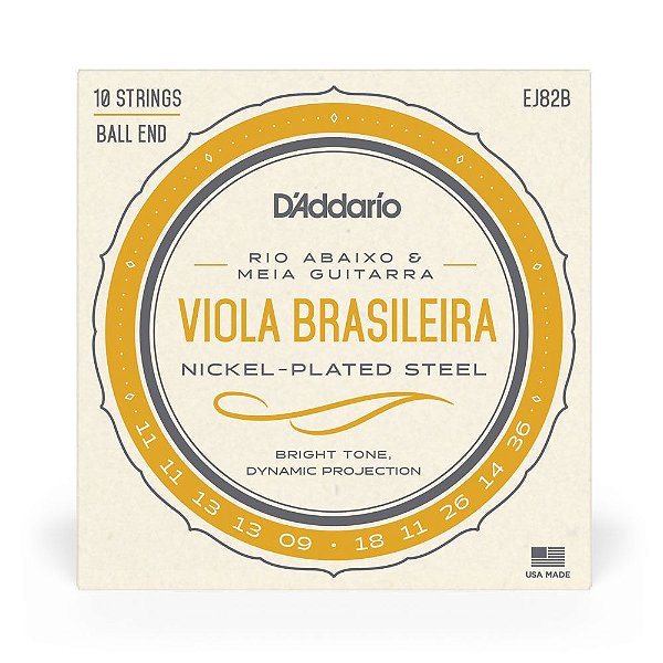 Encordoamento Viola Brasileira D Addario Nickel-Plated EJ82B