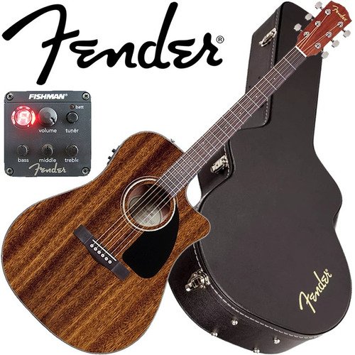 Violão Elétrico Fishman Dreadnought C/ Case Fender Cd60 Ce