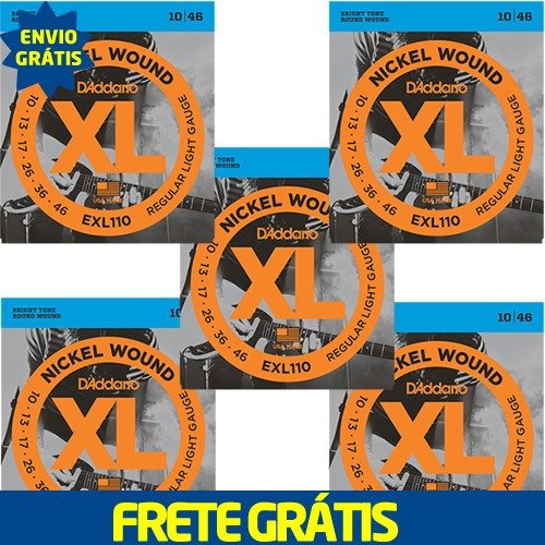 Kit 5 Encordoamento Guitarra D'addario Exl110 Envio Grátis