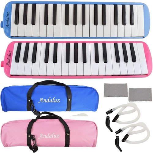 Kit 2 Escaletas Melódica 32 Teclas Rosa E Azul C/ Estojo