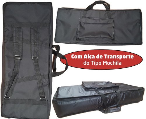 Capa Para Teclado 5/8 Master Luxo Nylon Acolchoado Preto