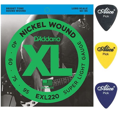 Encordoamento D'addario Exl220 Para Baixo 4 Corda + Palhetas