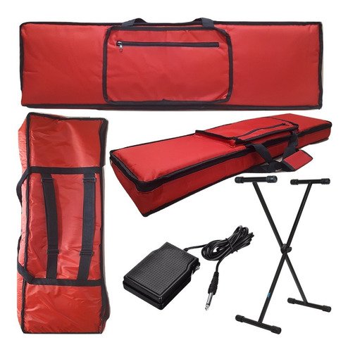 Kit Capa Para Teclado Behringer Umx-610 Com Pedal + Suporte