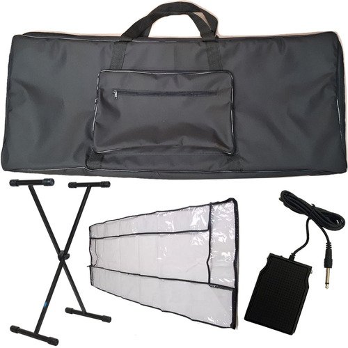 Kit Capa Teclado 5/8 Nylon Extra Luxo C/ Alça + Acessórios
