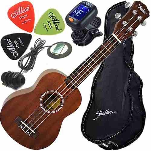 Kit Ukulele Soprano Elétrico Nylon C/ Capa Ukbw Sb Shelter