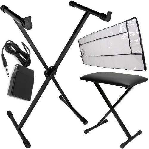 Kit Acessórios Para Teclado C/ Suporte Banco Cobertura Pedal