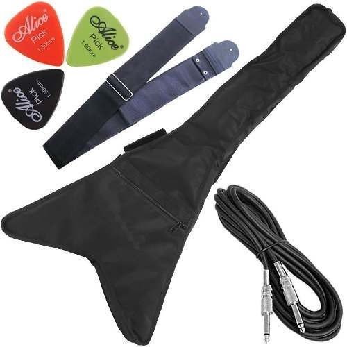 Kit Capa Para Guitarra Flying V Acolchoada C/ Acessórios