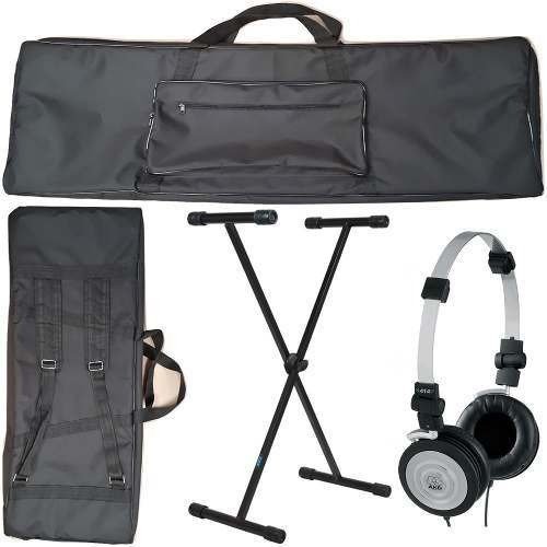 Kit Capa Para Teclado 5/8 Master Luxo Com Suporte + Fone Akg