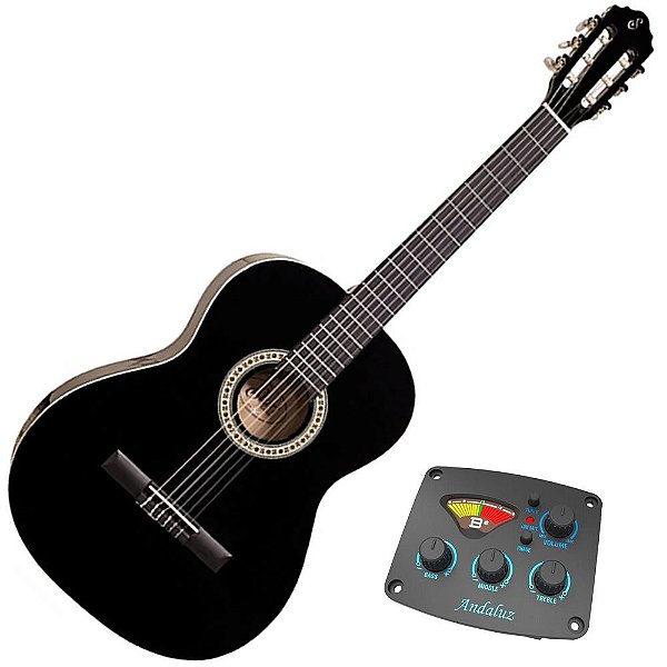 Violão Eletroacústico Nylon Eq. Andaluz N14 Giannini Preto Vtr351