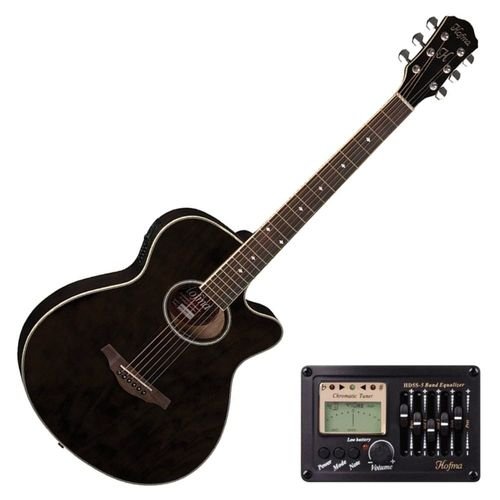 Violão Elétrico Aço Hofma Hm239 Trbk Preto Mini Jumbo C Afinador