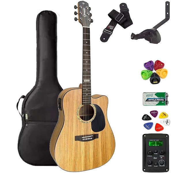 Violão Giannini Folk Aço GF1D Natural Zebra (ZW) + KIT2PI