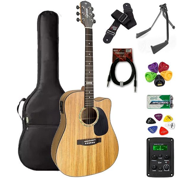 Violão Giannini Folk Aço GF1D Natural Zebra (ZW) + KIT1CL