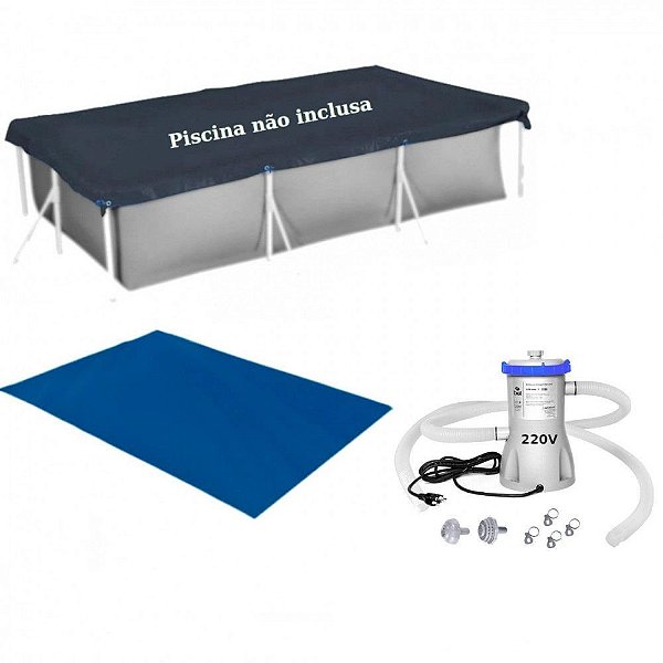 Kit Capa + Forro para Piscina de 3700 Lts Mor + Bomba Filtrante 220v 3028 L/H