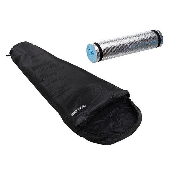 Saco De Dormir + Isolante Térmico Nautika Micron Faixa de Temperatura 05 à 08 Graus Preto