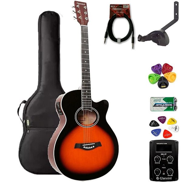 Violão Giannini Mini-Jumbo GSF1D 3 Tons Sunburst + KIT3PI