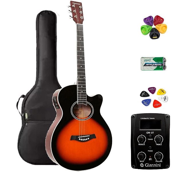 Violão Giannini Mini-Jumbo GSF1D 3 Tons Sunburst + KIT9L