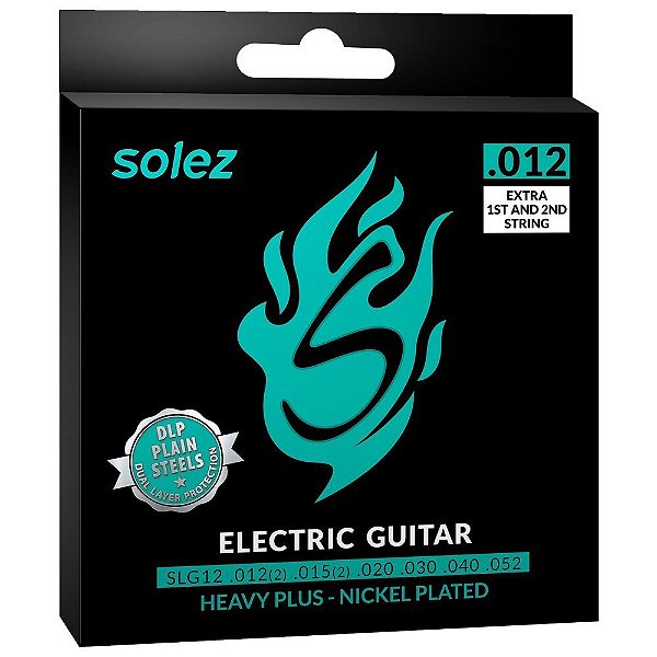 Encordoamento Para Guitarra Solez 012 SLG12 Mi e Si Extra