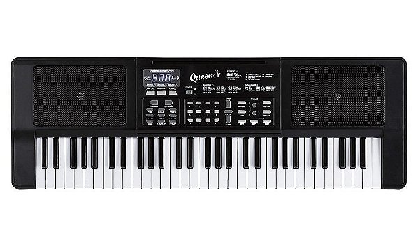Teclado Queens Max 61 Teclas Multi Funções Com Fonte