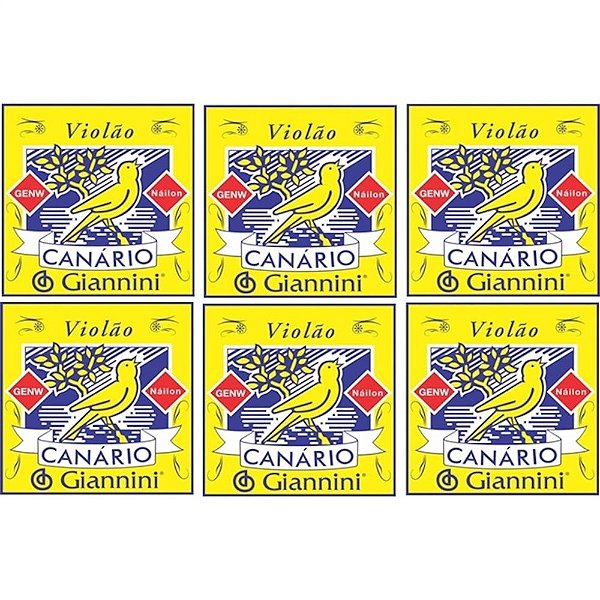 6 Encordoamento Violão Nylon Canário Giannini Genw - Média
