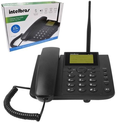 Telefone Rural Fixo Intelbras Cf4000 1 Chip Antena Externa