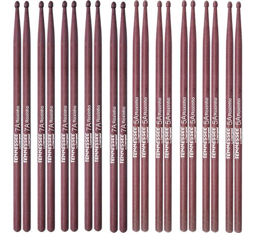 Kit Baquetas Liverpool Roxinho 7a + 5a 10 Pares Tennessee
