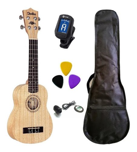 Ukulele Shelby Su21d Elétrico C/ Capa, Afinador E Palhetas
