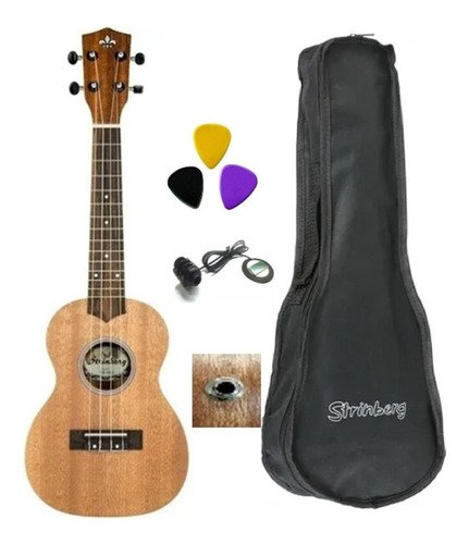 Ukulele Strimberg, Uk06c Elétrico C/ Capa, Palhetas E Afin.