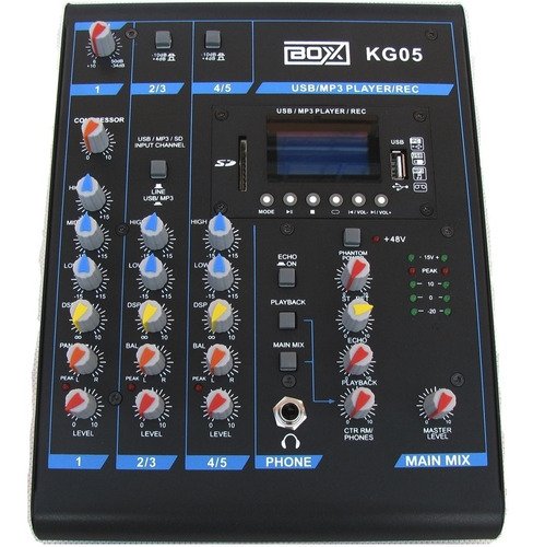 Mesa De Som Boxx 5 Canais Mixer Com Efeitos E Gravação Kg05