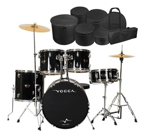 Bateria Acústica Vogga Bumbo 22 Vpd924 Preto C/ Kit Capa Bag