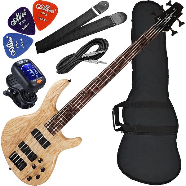 Kit Baixo Cort Action DLX V ASH OPN 5 Cordas Ativo Pré Mark Bass Bx01