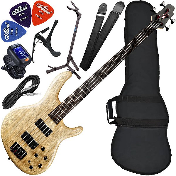 Kit Baixo Cort Action Dlx Ash Opn 4 Cordas Bass Ativo Bx02