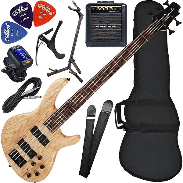Kit Baixo Cort Action DLX V ASH OPN 5 Cordas Ativo Pré Mark Bass Bx03