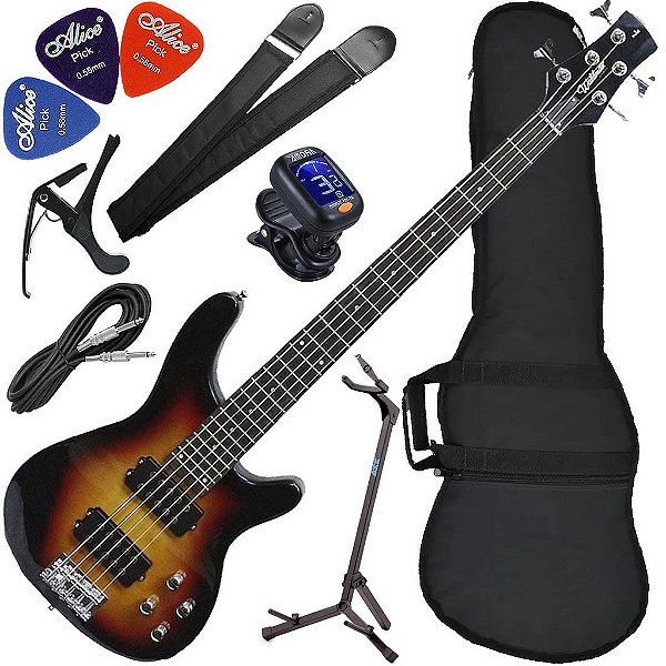 Kit Baixo Waldman GBW-105 5 Cordas Brown Sunburst (BS) Bx02