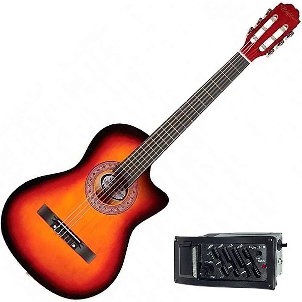 Violão Eletroacustico Waldman Nylon Cutway PPCE-4 EQ SB Sunburst