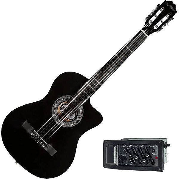 Violão Eletroacustico Waldman Nylon Cutway PPCE-4 EQ BK Preto