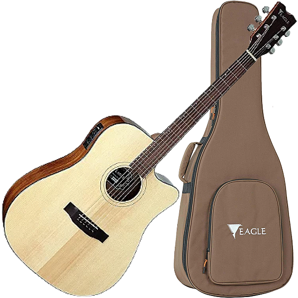 Violão Elétrico Folk Aço EMD470CE NT Natural Eagle Com Case