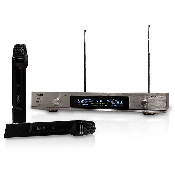 Microfones Sem Fio Duplo De Mão Vhf Até 30 Metros Ld-6630 Loud