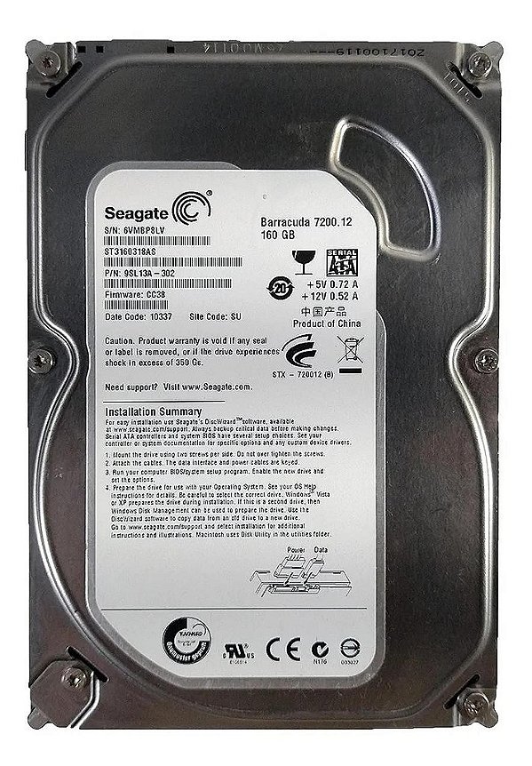 Hd Sata Seagate Wd 160gb Sata 7.200 3,5 Gbs Sata