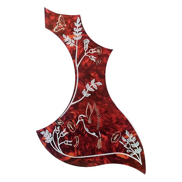 Escudo Ronsani para Violão Vintage VERMELHO Floral