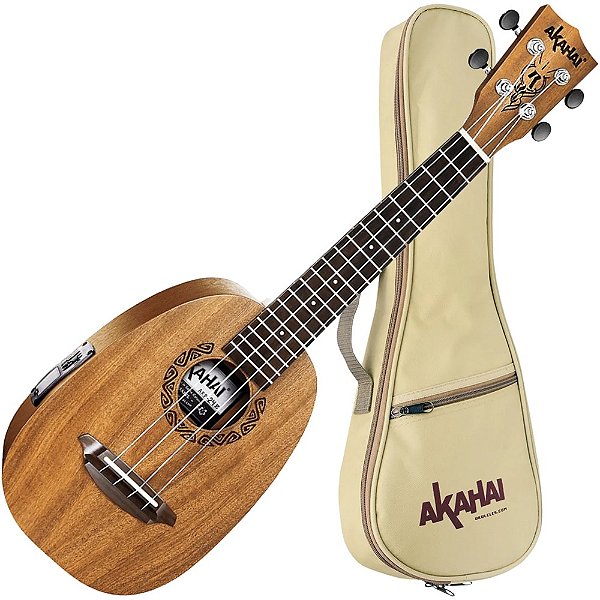 Ukulele Akahai Ronsani AKP-24E Concerto Elétrico Pineapple Natural