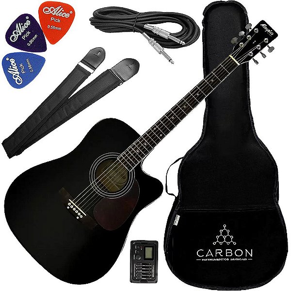 Violão Tagima Eletrico Memphis Aço Md-18 Folk Preto Vx01
