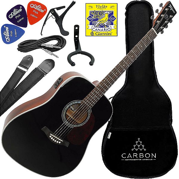 Kit Violão Eletroacústico Tagima Tw25 BK Preto VX02