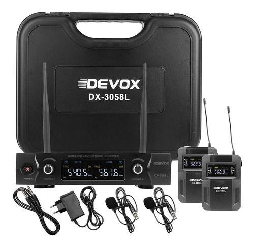Microfone Devox Lapela Duplo Uhf 30 Canais DX-3058L