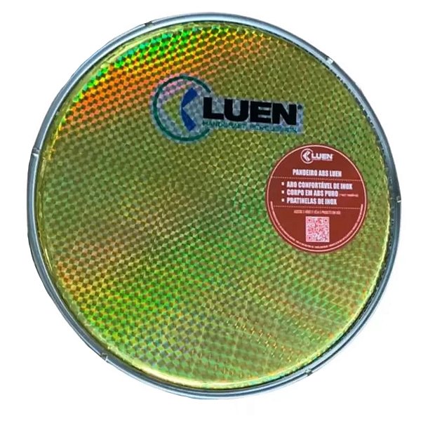 Pele Holografica Dourada Para Pandeiro 10" Polegadas Luen