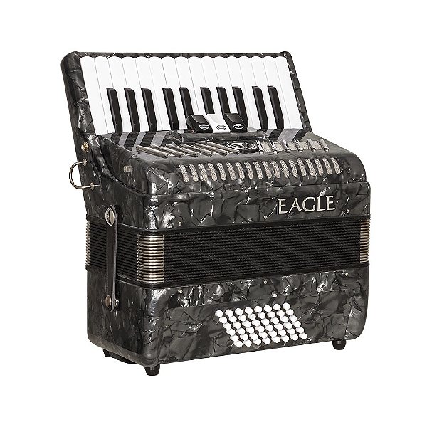 Acordeon Eagle 48 Baixos EGA 0348 PBK 3 Registros Preto C/ Case