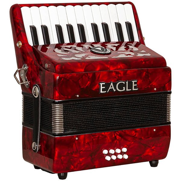 Acordeon Eagle 8 Baixos 22 Teclas EGA 8 PRD Vermelho C/ Case