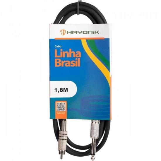 Cabo de Áudio Linha Brasil P10 Mono X 1 RCA 1,8m Preto HAYONIK
