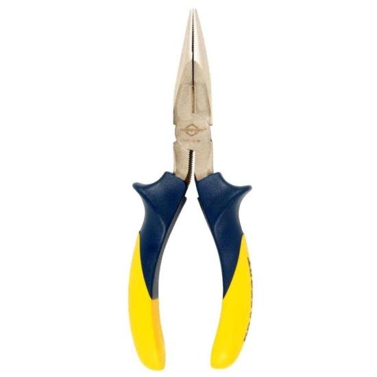 Alicate Bico Reto Niquelado 6" Amarelo/Azul BRASFORT