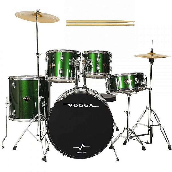Bateria Acústica Talent Vogga VPD 922 GR Verde Com banco e Par de Baquetas